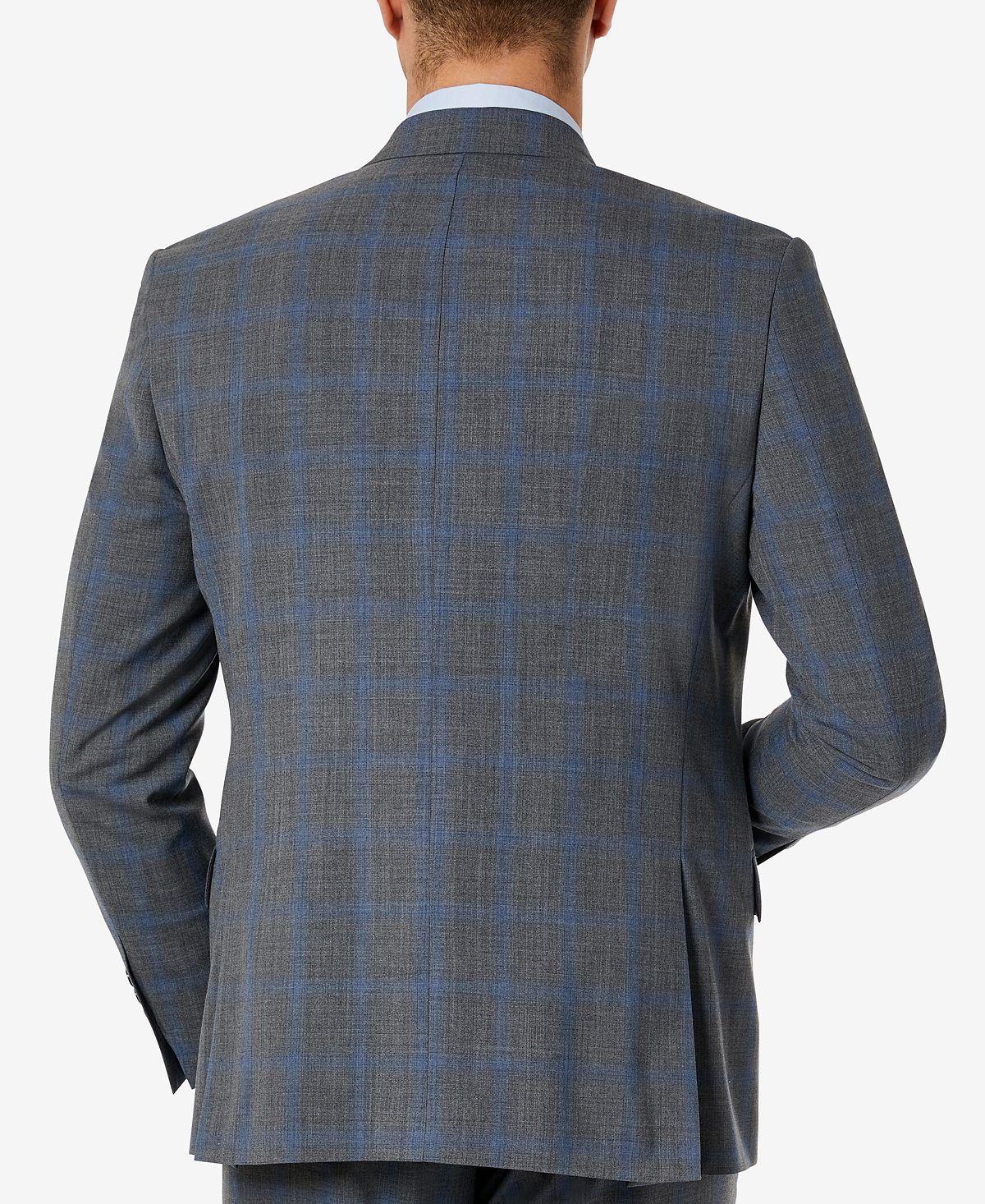 Lauren Ralph Lauren Classic-fit Wool Stretch Suit Jacket Grey/Blue Plaid