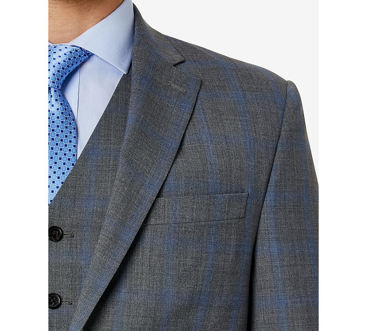 Lauren Ralph Lauren Classic-fit Wool Stretch Suit Jacket Grey/Blue Plaid