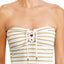 Lauren Ralph Lauren Metallic Stripe Lace Up Bikini Top in White/Gold