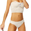 Lauren Ralph Lauren Metallic Stripe Lace Up Bikini Top in White/Gold