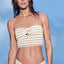 Lauren Ralph Lauren Metallic Stripe Lace Up Bikini Top in White/Gold