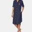 Lauren Ralph Lauren Roll-sleeve Cotton Sleepshirt Nightgown Navy Prt