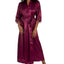 Linea Donatella Lace-trim Long Charmeuse Satin Wrap Robe Magenta