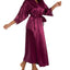 Linea Donatella Lace-trim Long Charmeuse Satin Wrap Robe Magenta