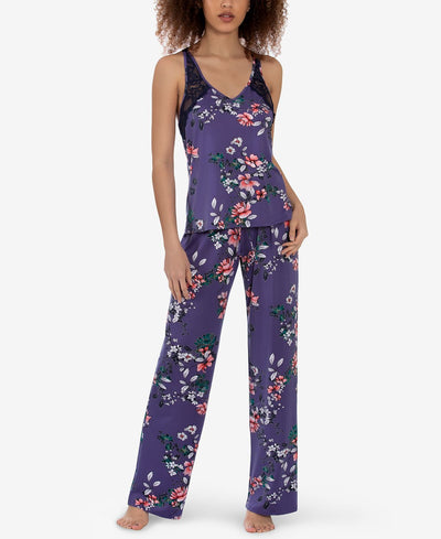 Linea Donatella Lainie Trellis Tank Top & Pants Pajama Set Purple