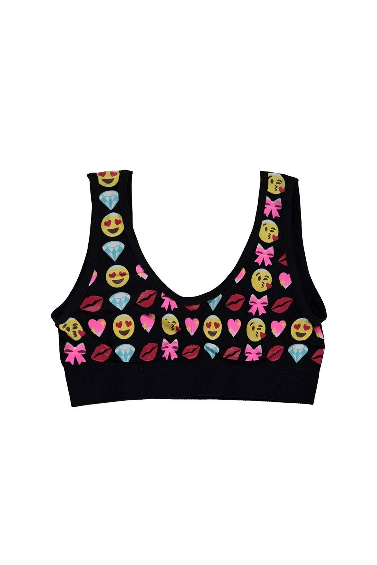 Little Black Panties Black 'Big Girls' Diamond-Emojis Bralette