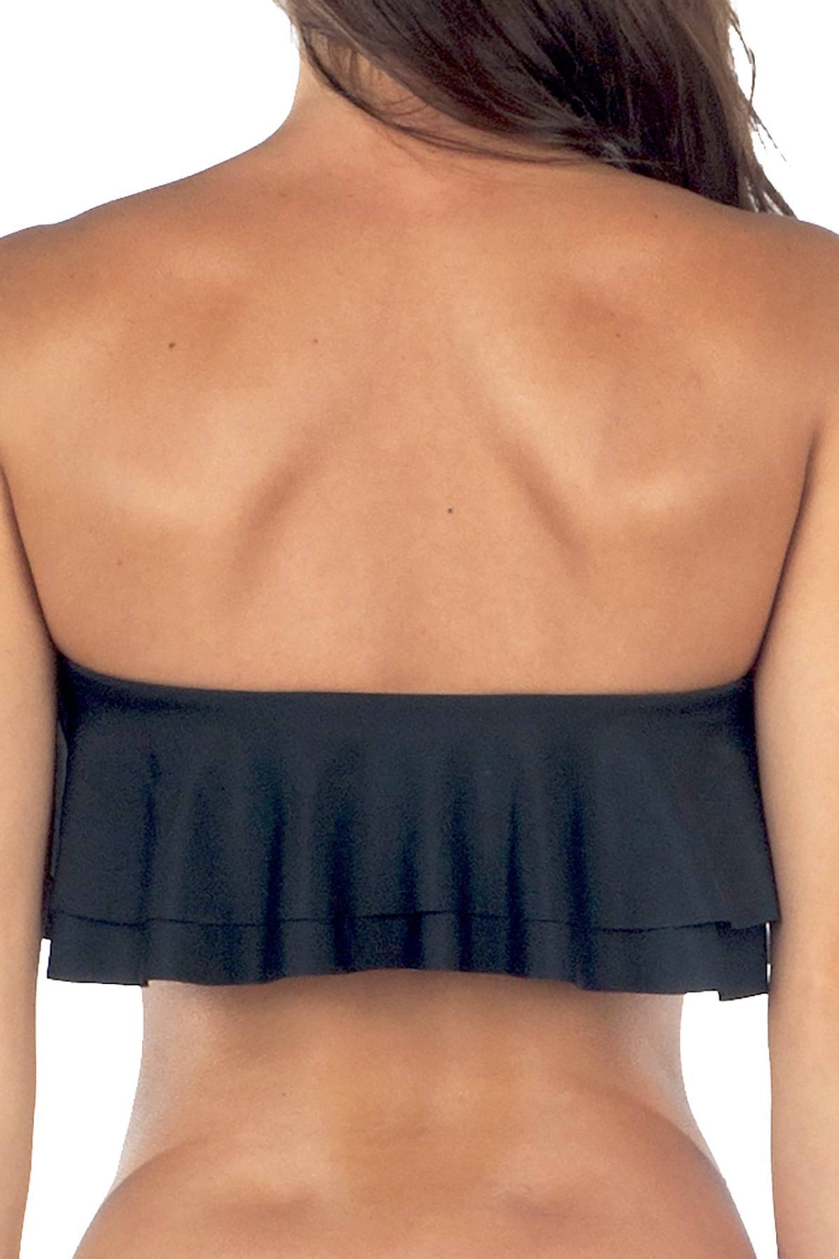 Lolli Double Ruffle Bandeau Top in Black