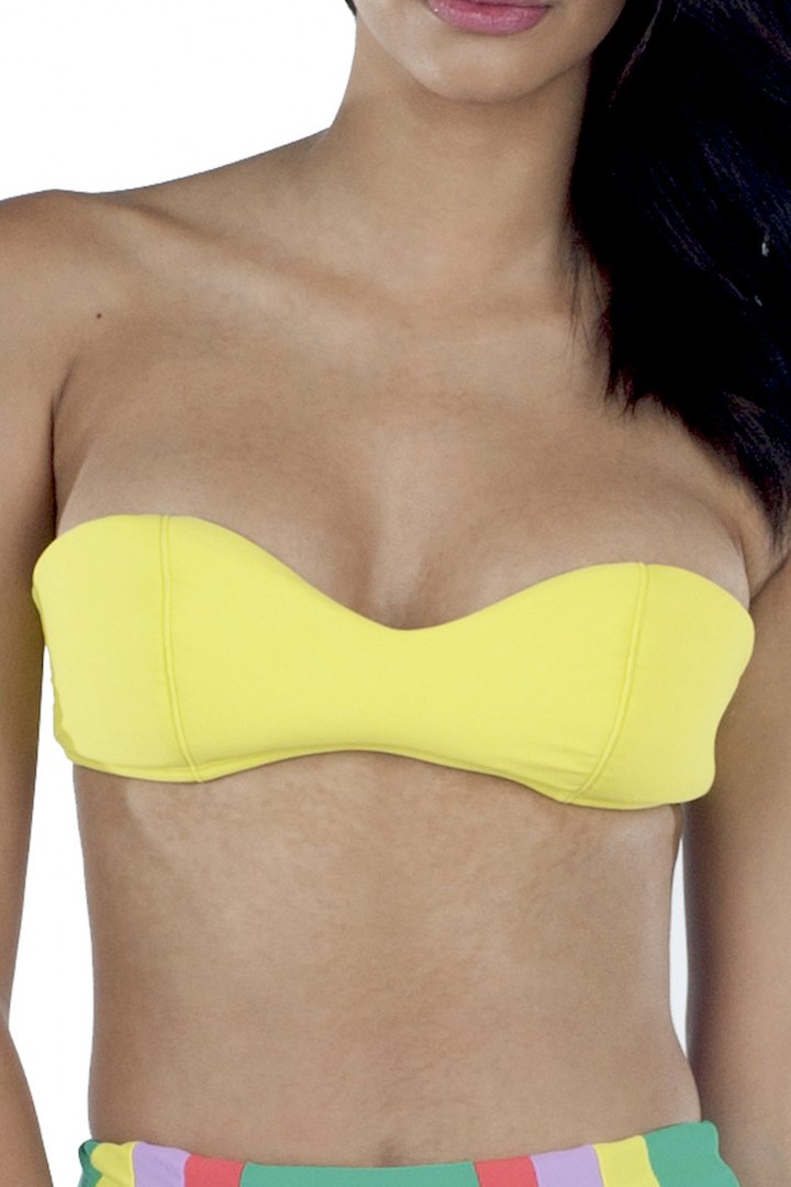 Lolli Foamed Bandeau Top w/ Detachable Halter Strap in Citron