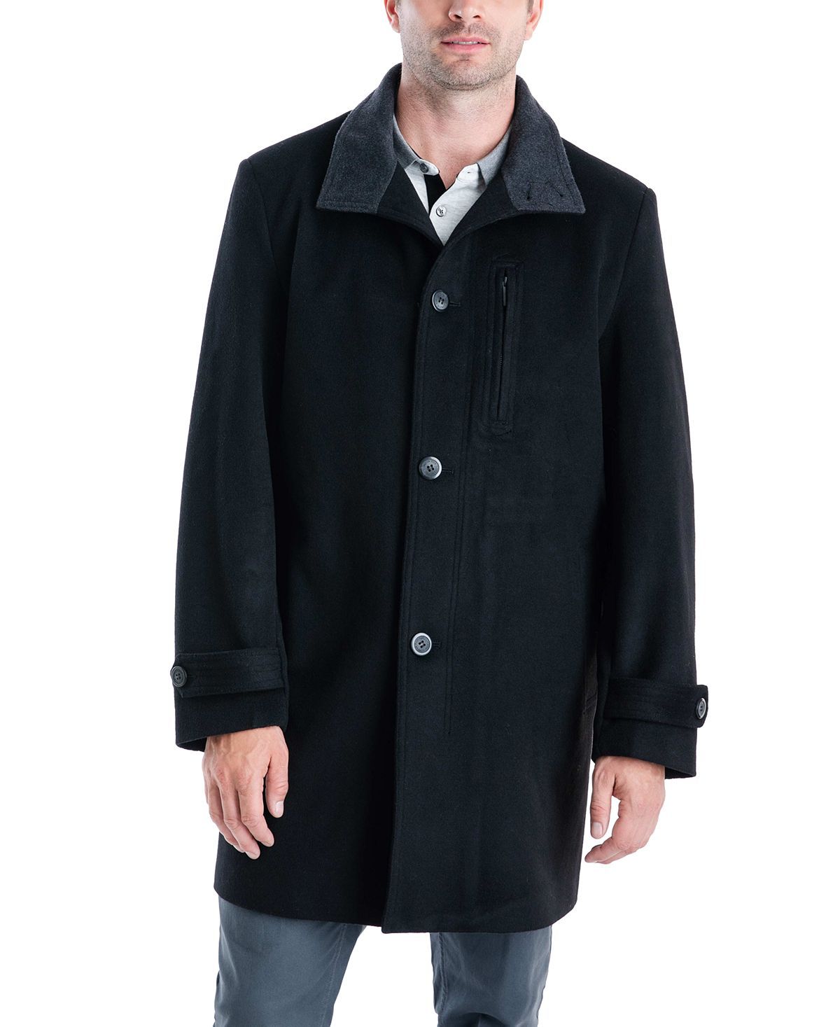 London Fog Clark Classic-fit Overcoat Black