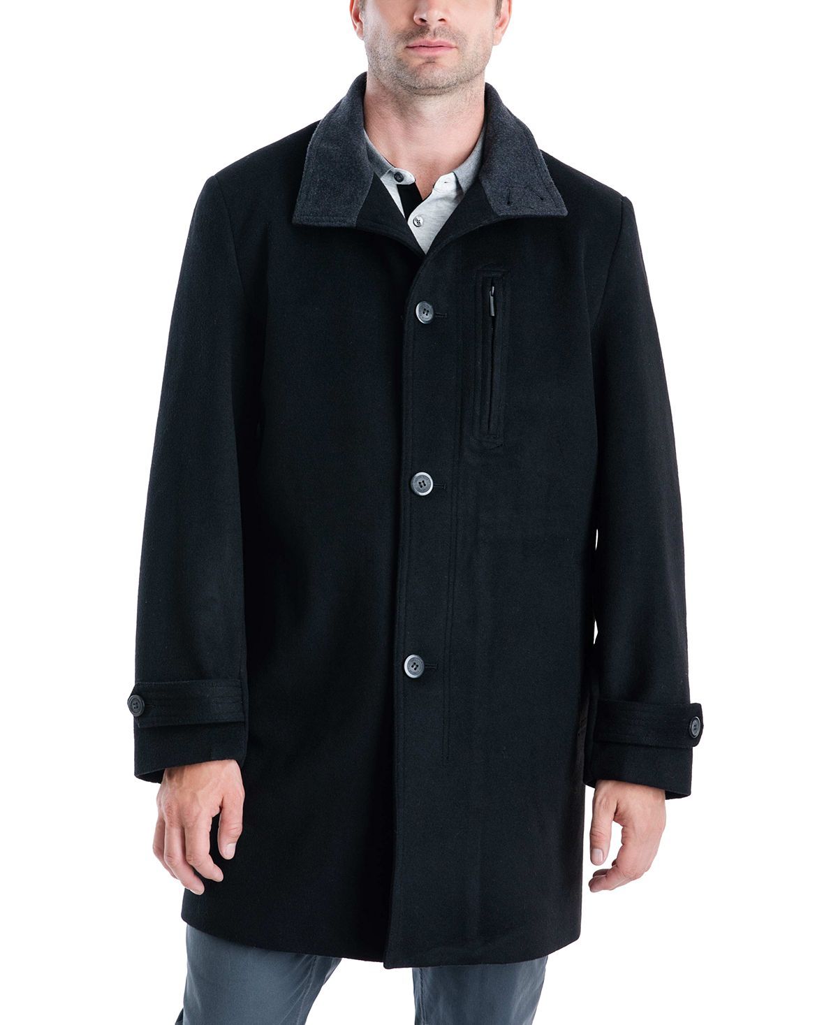 London Fog Clark Classic-fit Overcoat Black