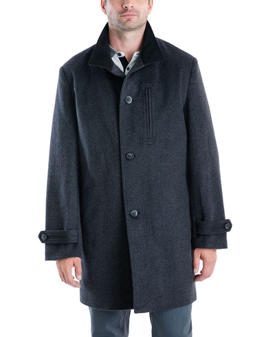 London Fog Clark Classic-fit Overcoat Charcoal