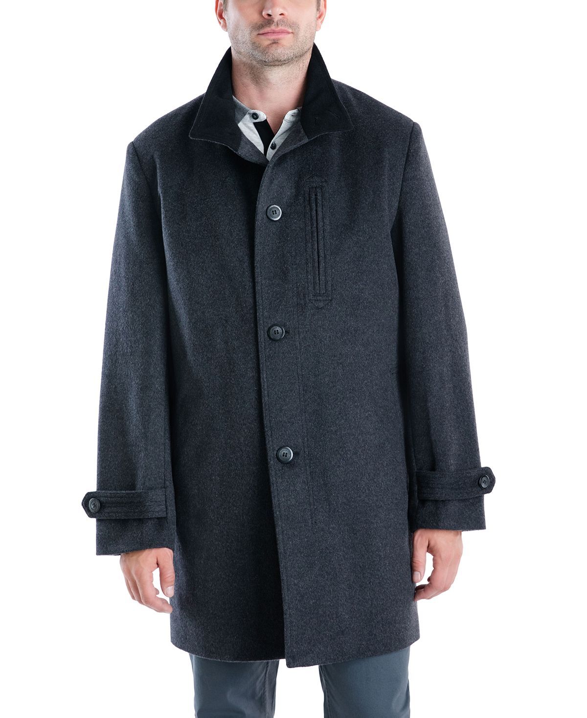 London Fog Clark Classic-fit Overcoat Charcoal