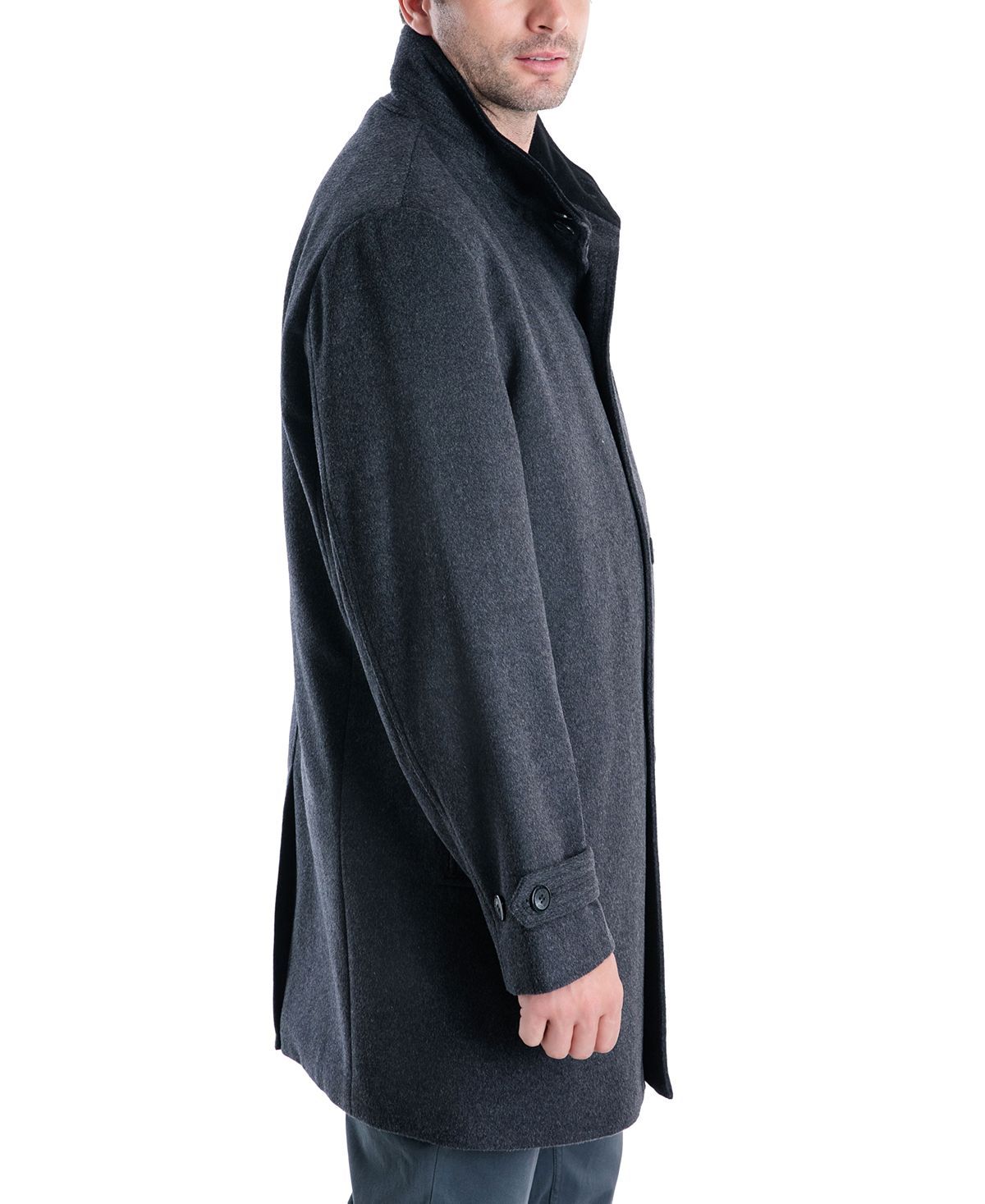 London Fog Clark Classic-fit Overcoat Charcoal