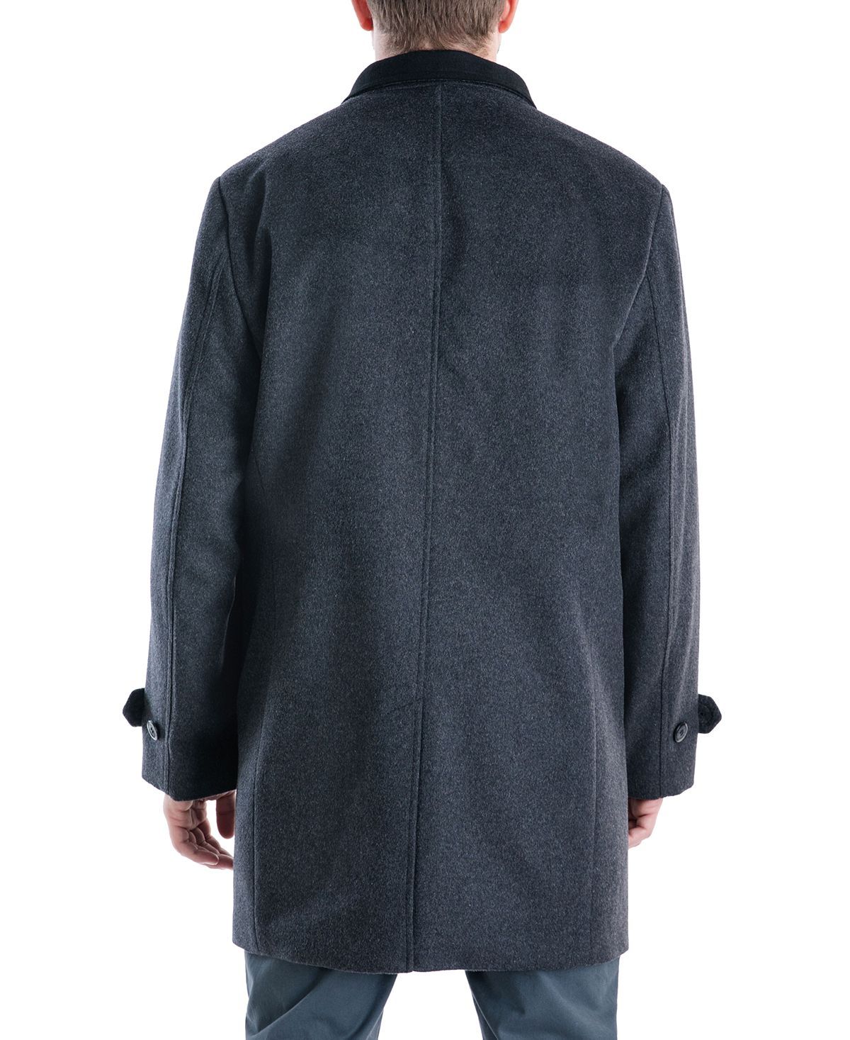 London Fog Clark Classic-fit Overcoat Charcoal