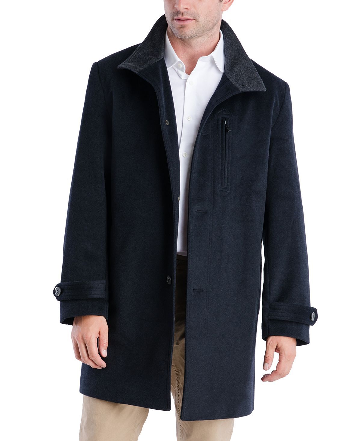 London Fog Clark Classic-fit Overcoat Navy