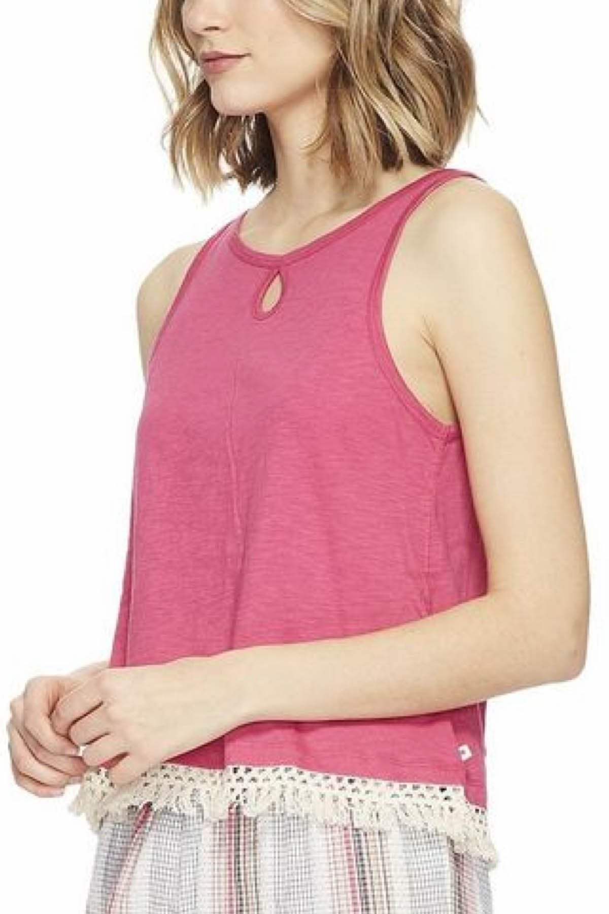 Lucky Brand Pink Cotton Fringe Lounge Tank