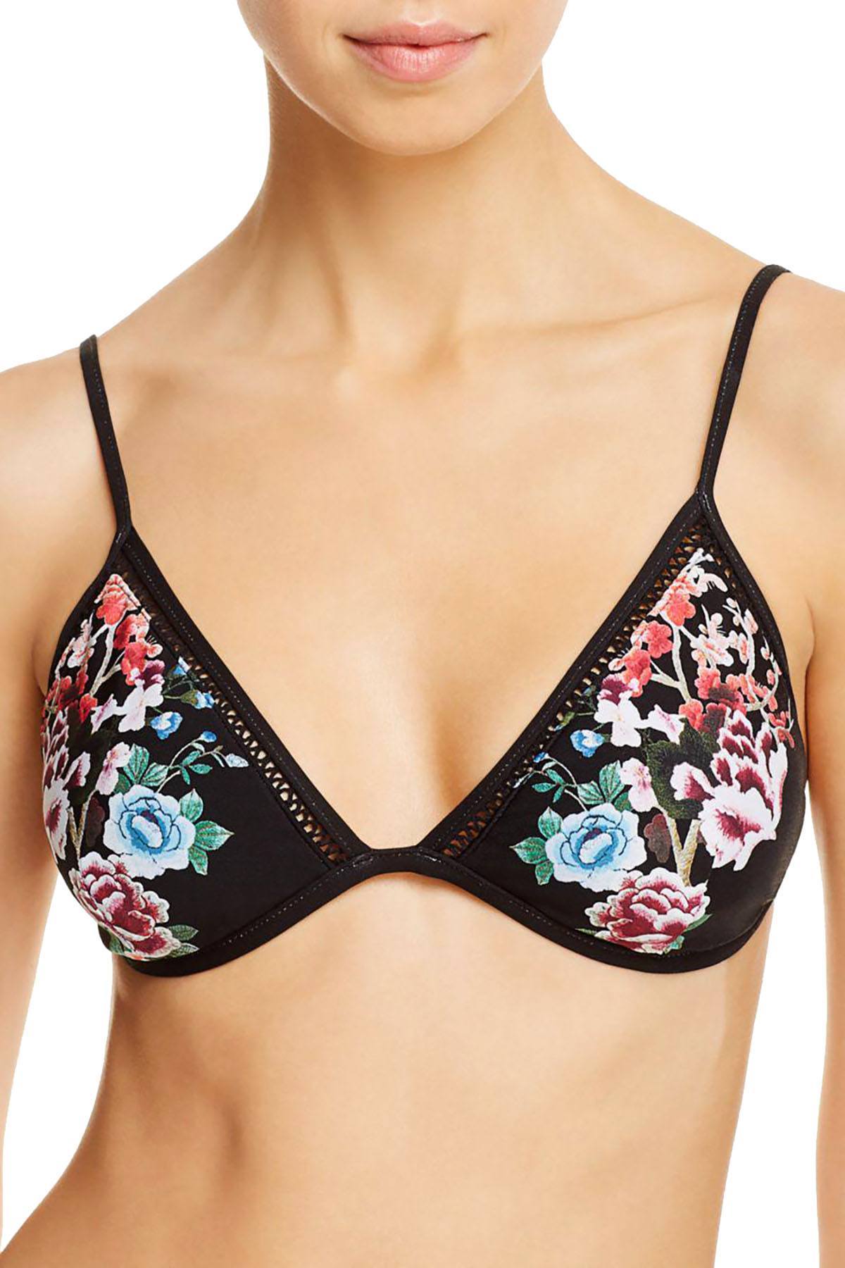 Lucky Brand Zen Garden Triangle Bikini Top in Black