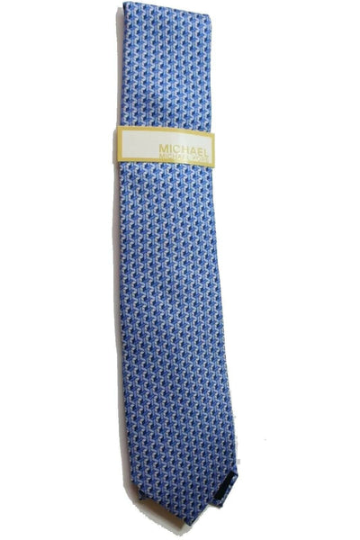 Michael Kors Mens Neck Tie One Interlaced Cube Geometric Silk Blue One Size blue