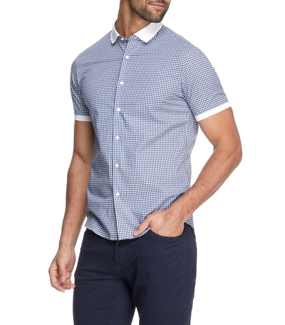 Michael Kors Mens Slim-Fit Gingham Shirt Bright Navy