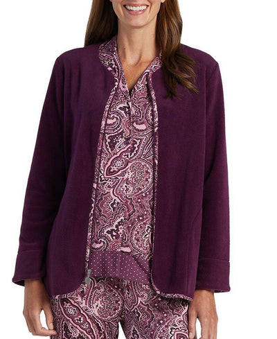 Miss Elaine Open Front Bed Jacket Aubergine