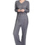 Muk Luks Butter-knit V-neck & Flare-leg Pants Lounge Set Gray