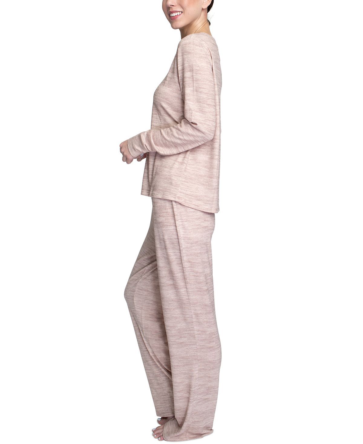 Muk Luks Butter-knit V-neck & Flare-leg Pants Lounge Set Mauve