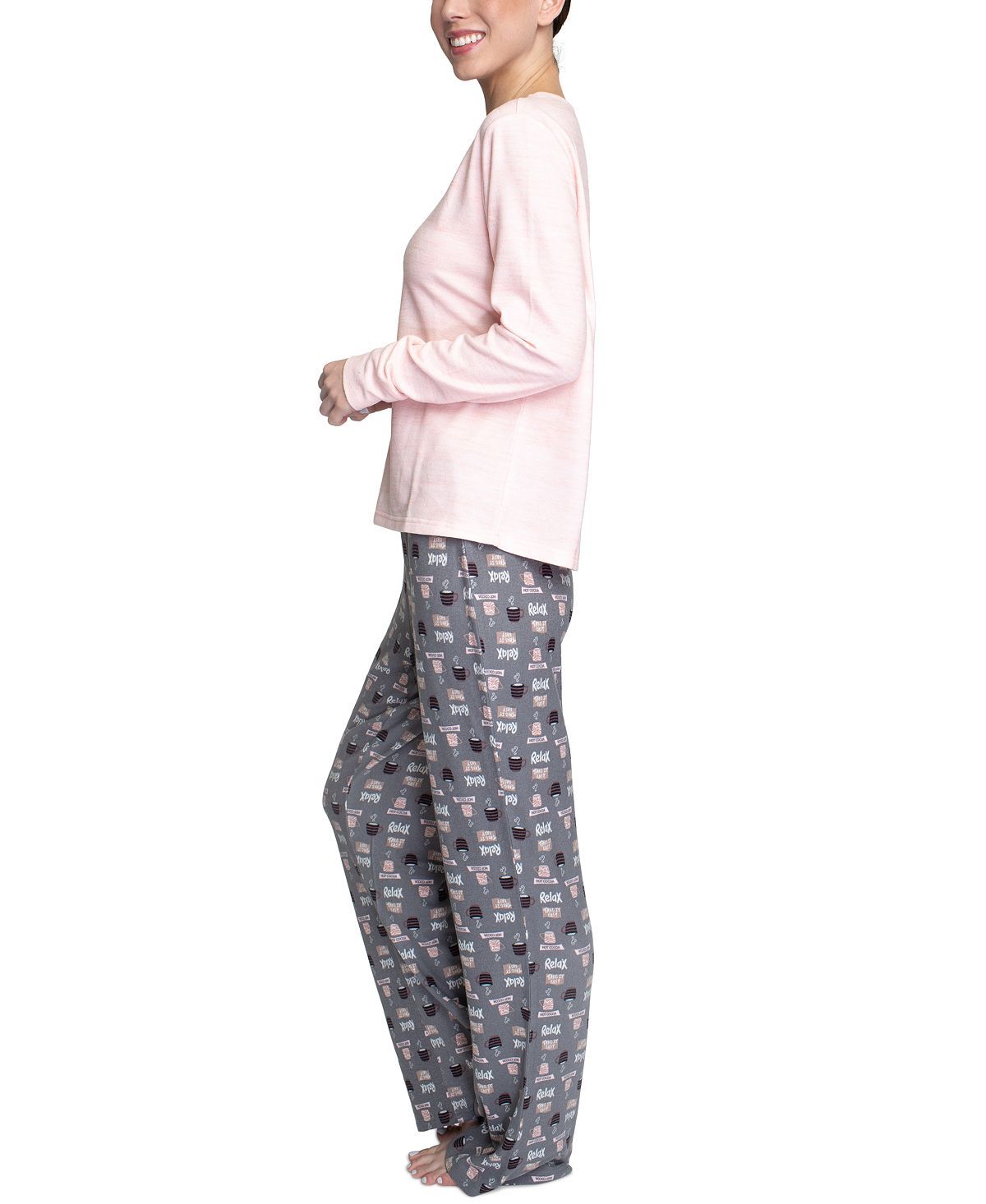 Muk Luks Butter-knit V-neck & Flare-leg Pants Lounge Set Pink Coffee