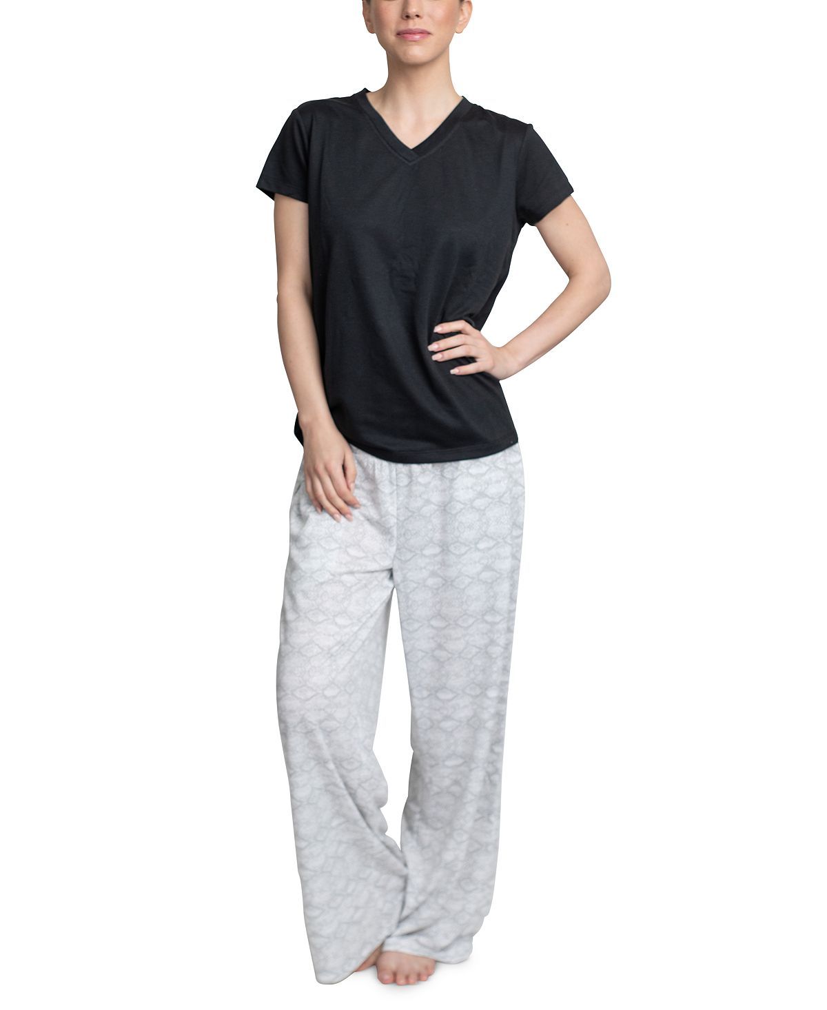 Muk Luks Knit Pajama Set Blk/python