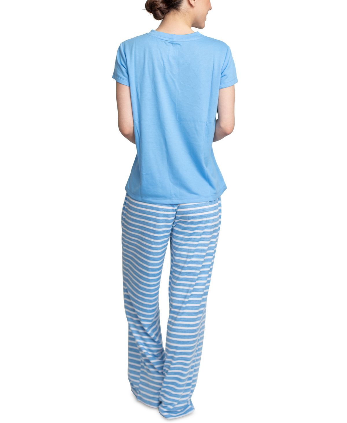 Muk Luks Knit Pajama Set Blue/stripe