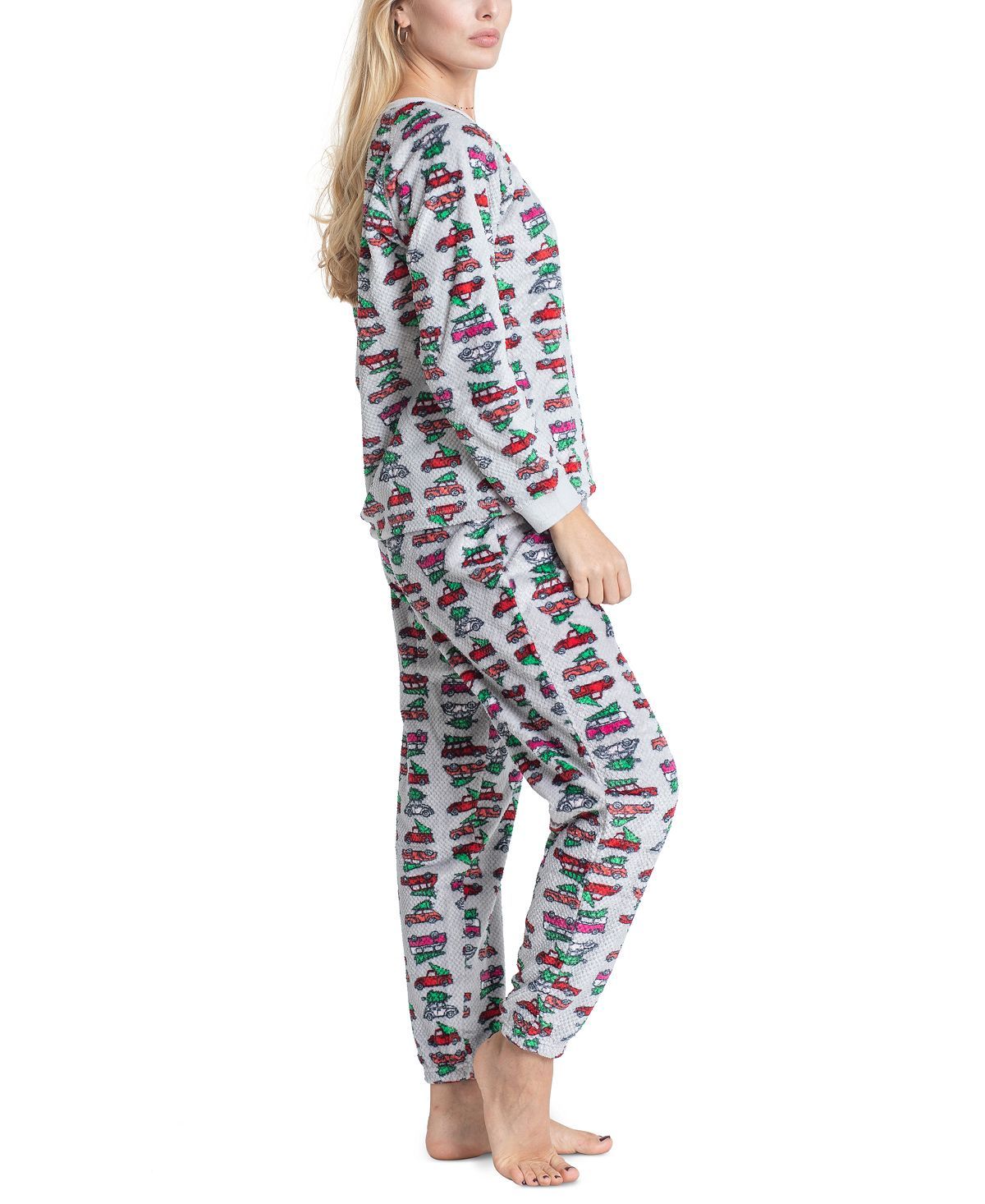 Muk Luks Printed Dimple Fleece Cozy Pajama Set Holidayvac