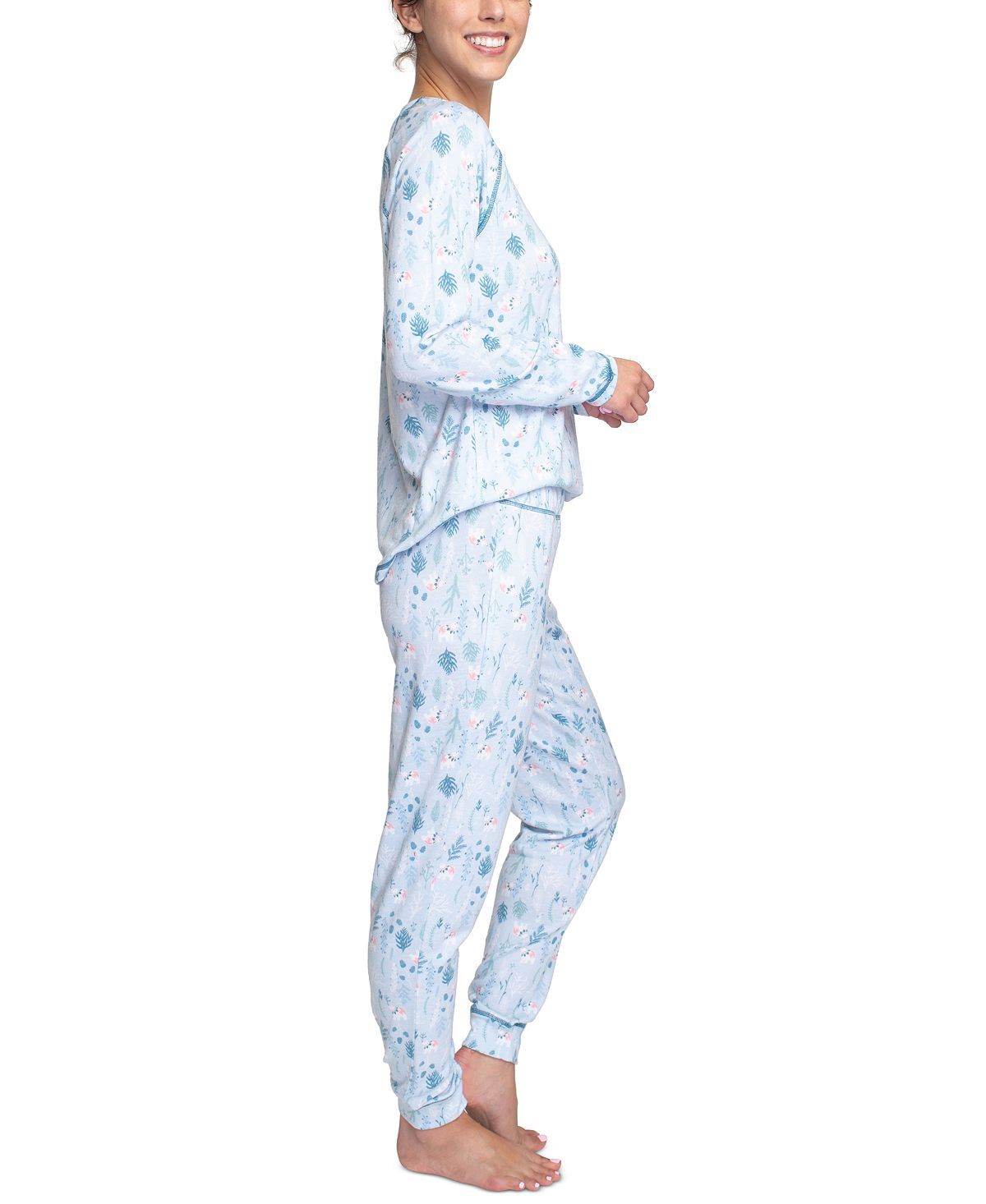 Muk Luks Printed Hacci Pajamas & Sleep Mask Set Bear