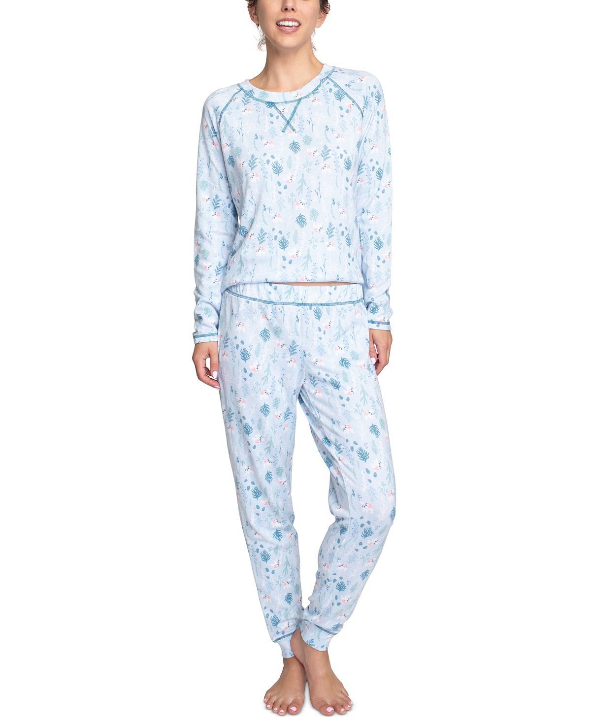 Muk Luks Printed Hacci Pajamas & Sleep Mask Set Bear