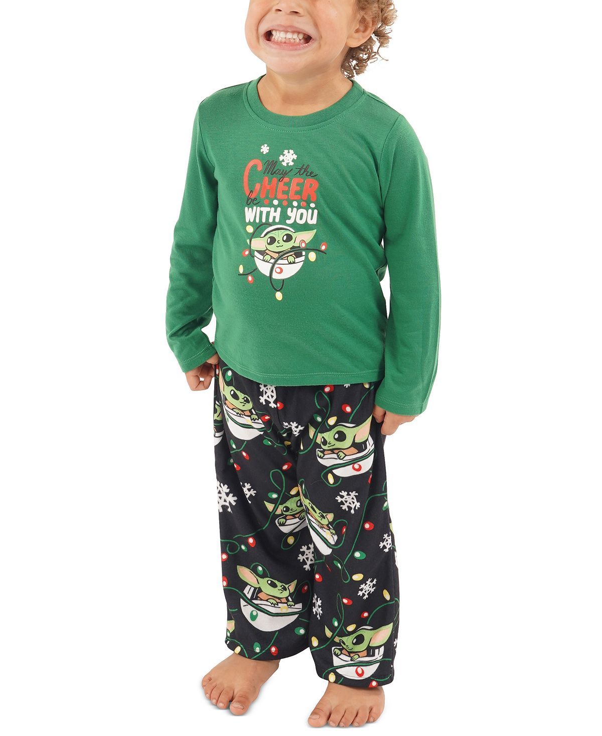 Munki Munki Matching Toddler Holiday Baby Yoda Family Pajama Set Green