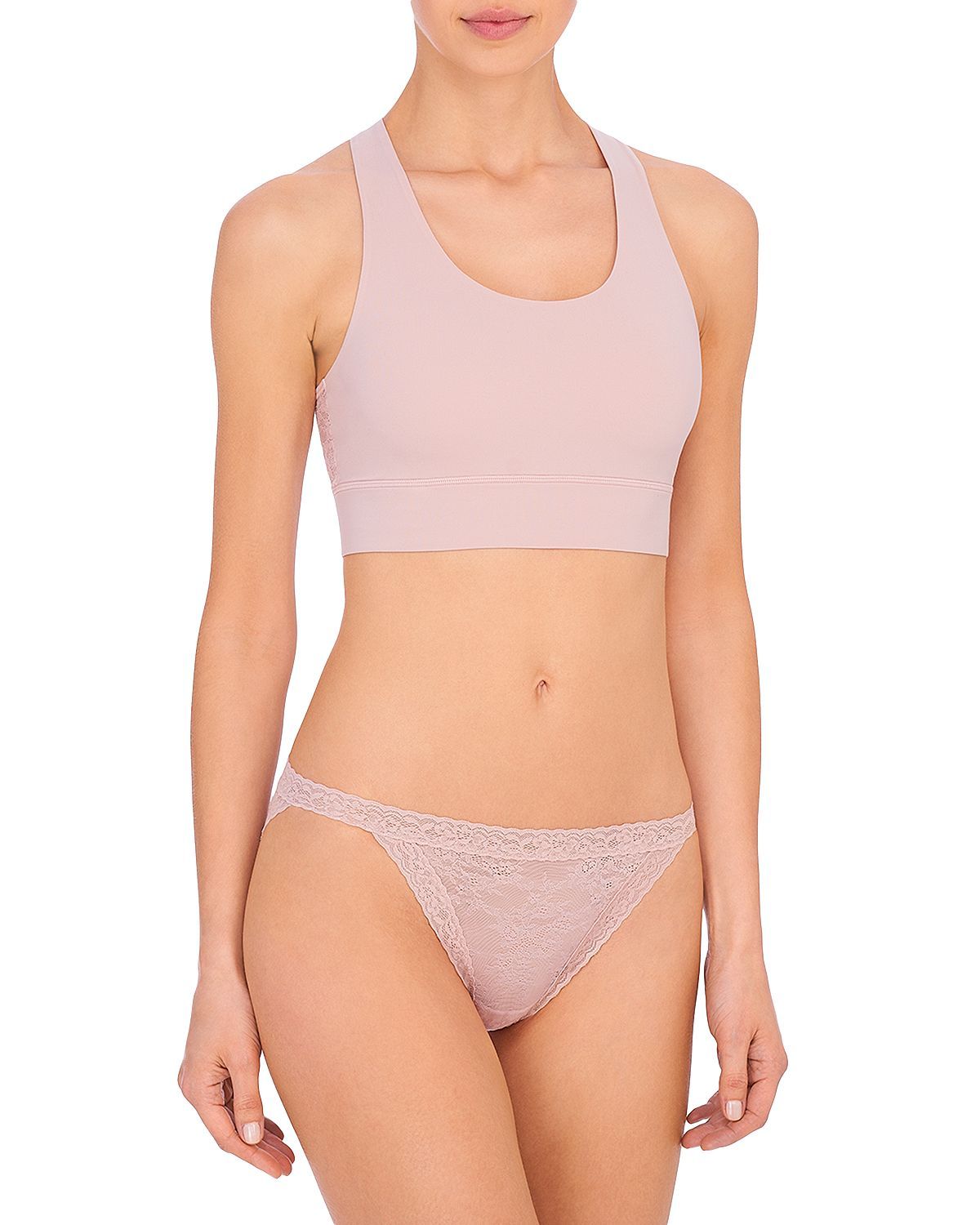 Natori Bliss Femme Racerback Lace Bralette Rose Beige