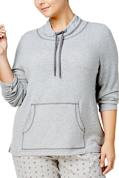 Nautica PLUS Heather-Grey Cowl-Neck Knit Lounge Top