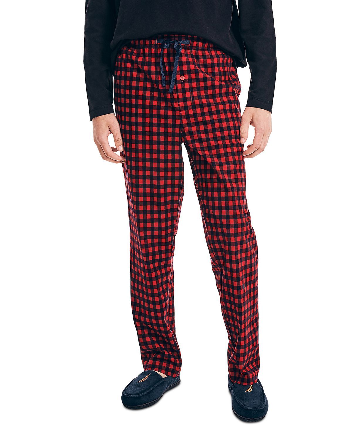 Nautica Sustainably Crafted Cozy Fleece Pants Nautica Red Plaid