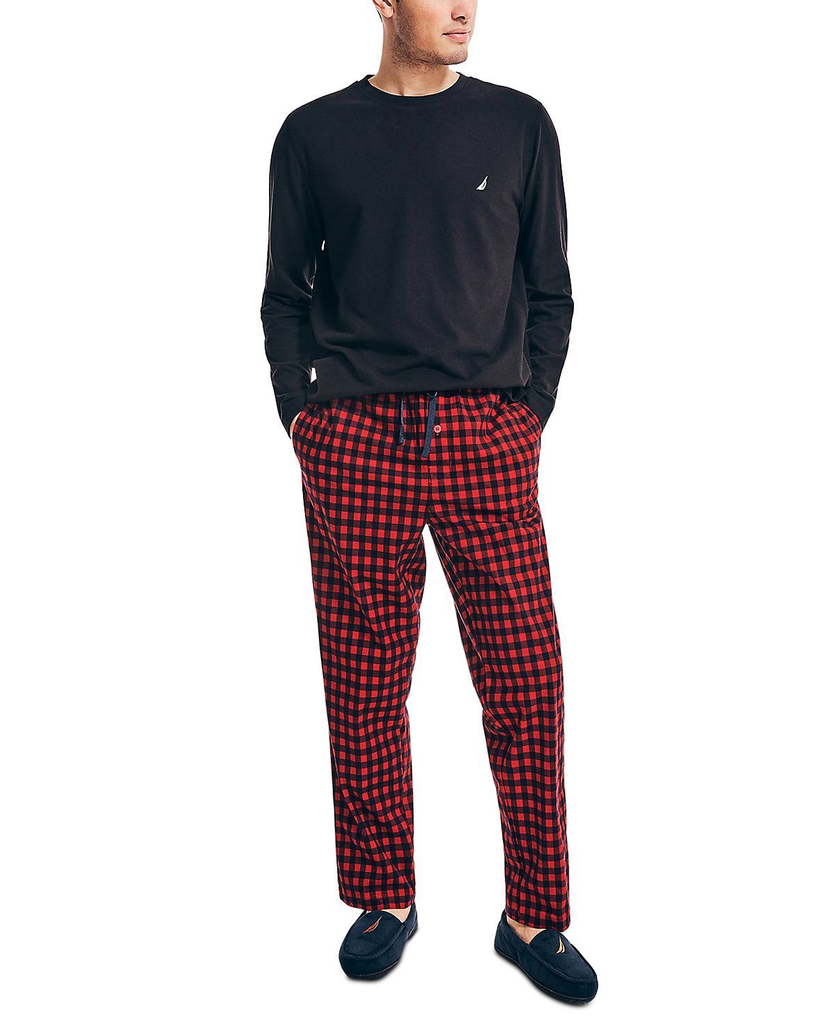 Nautica Sustainably Crafted Cozy Fleece Pants Nautica Red Plaid