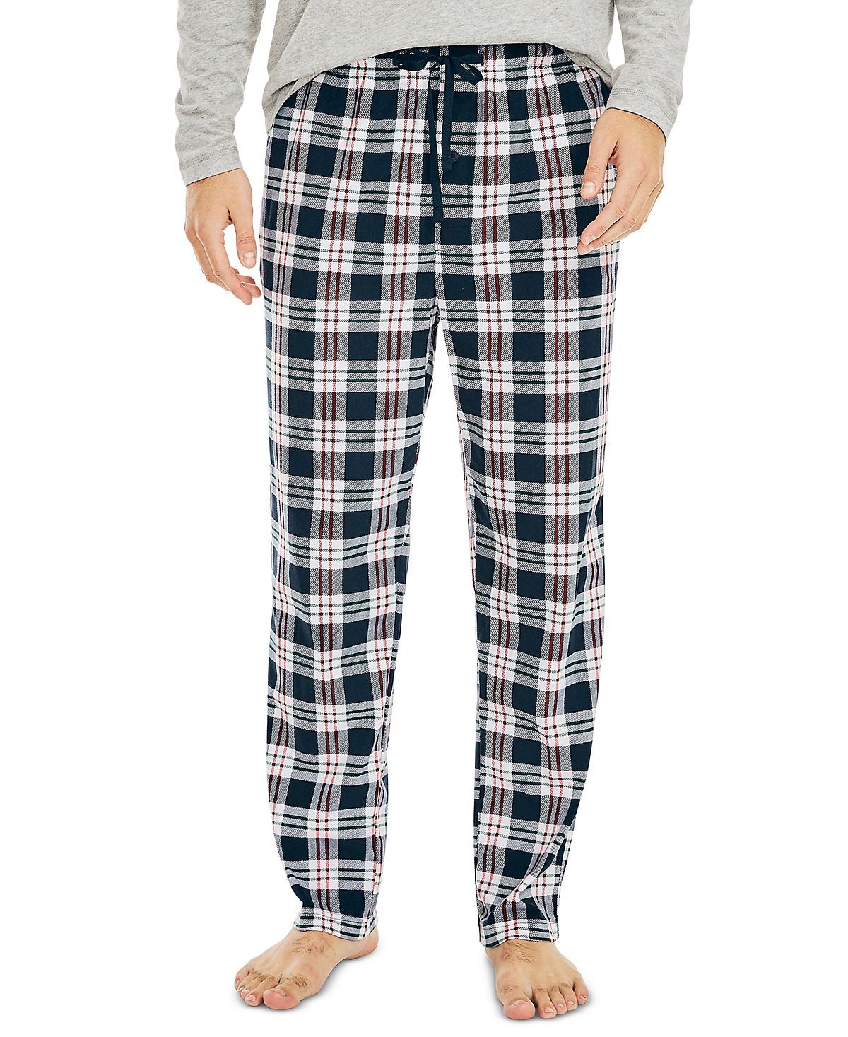 Nautica Sustainably Crafted Cozy Fleece Pants Navy Plaid