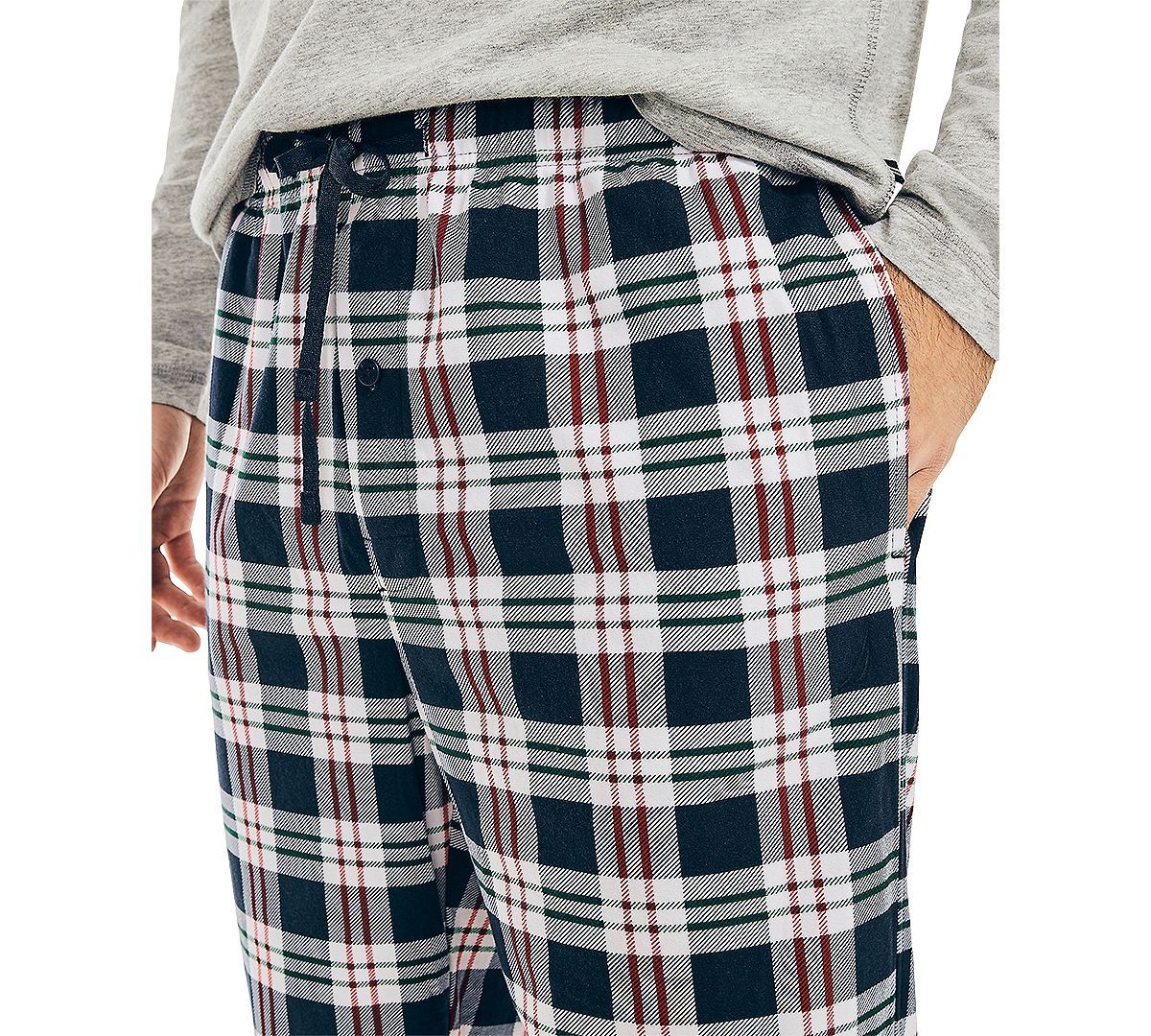 Nautica Sustainably Crafted Cozy Fleece Pants Navy Plaid