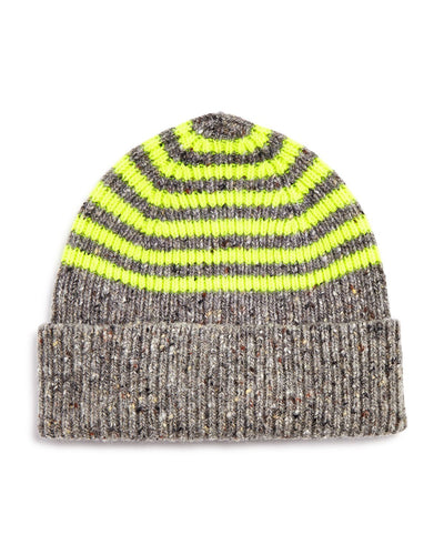 Paul Smith Neon-striped Beanie Gray and Yellow