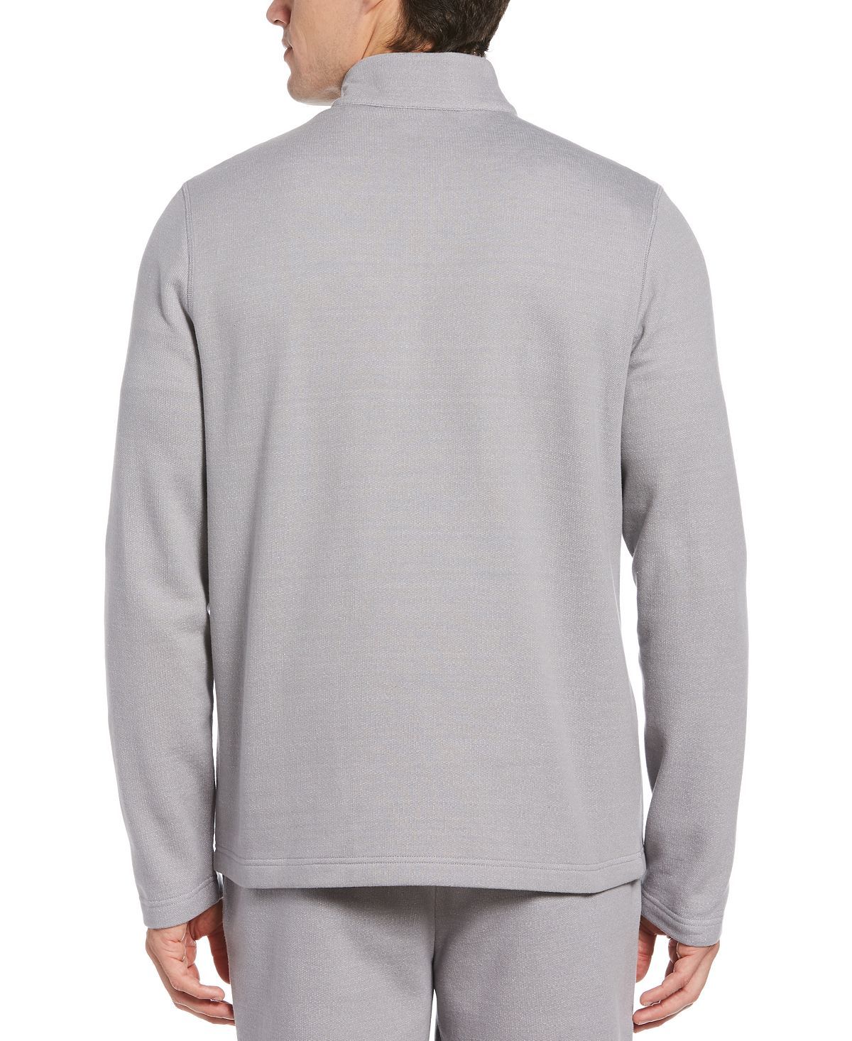 Perry Ellis Portfolio Portfolio Heathered Textured Knit Quarter-zip Grey