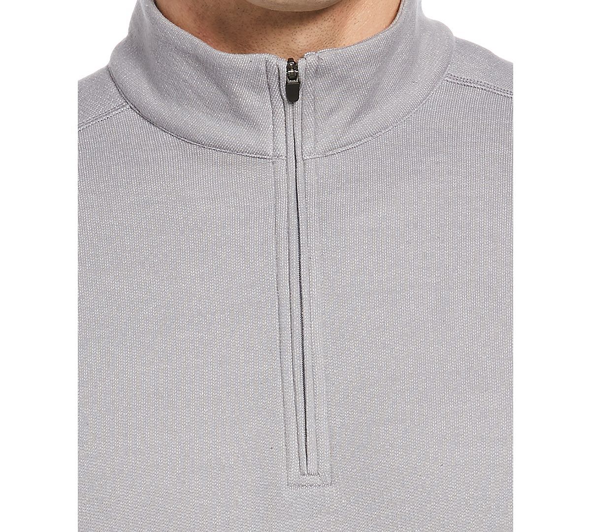 Perry Ellis Portfolio Portfolio Heathered Textured Knit Quarter-zip Grey