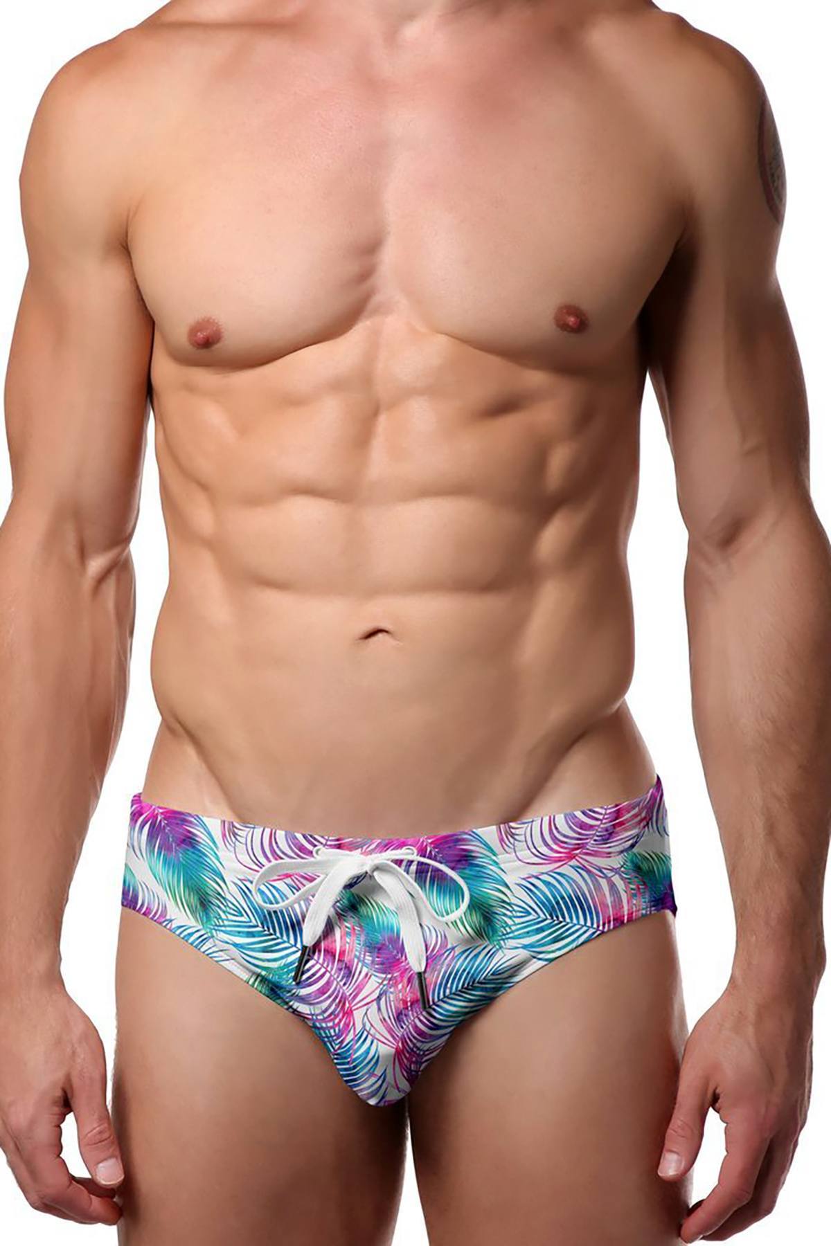 Pool Boy Light Palm-Leaf Swim Brief