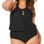 Raisins Curve Trendy Plus Juniors' Casablanca Halter Blouson One-piece Swimsuit Black