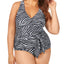 Raisins Curve Trendy Plus Mombasa Printed Algiers Belted One-piece Swimsuit Zebra