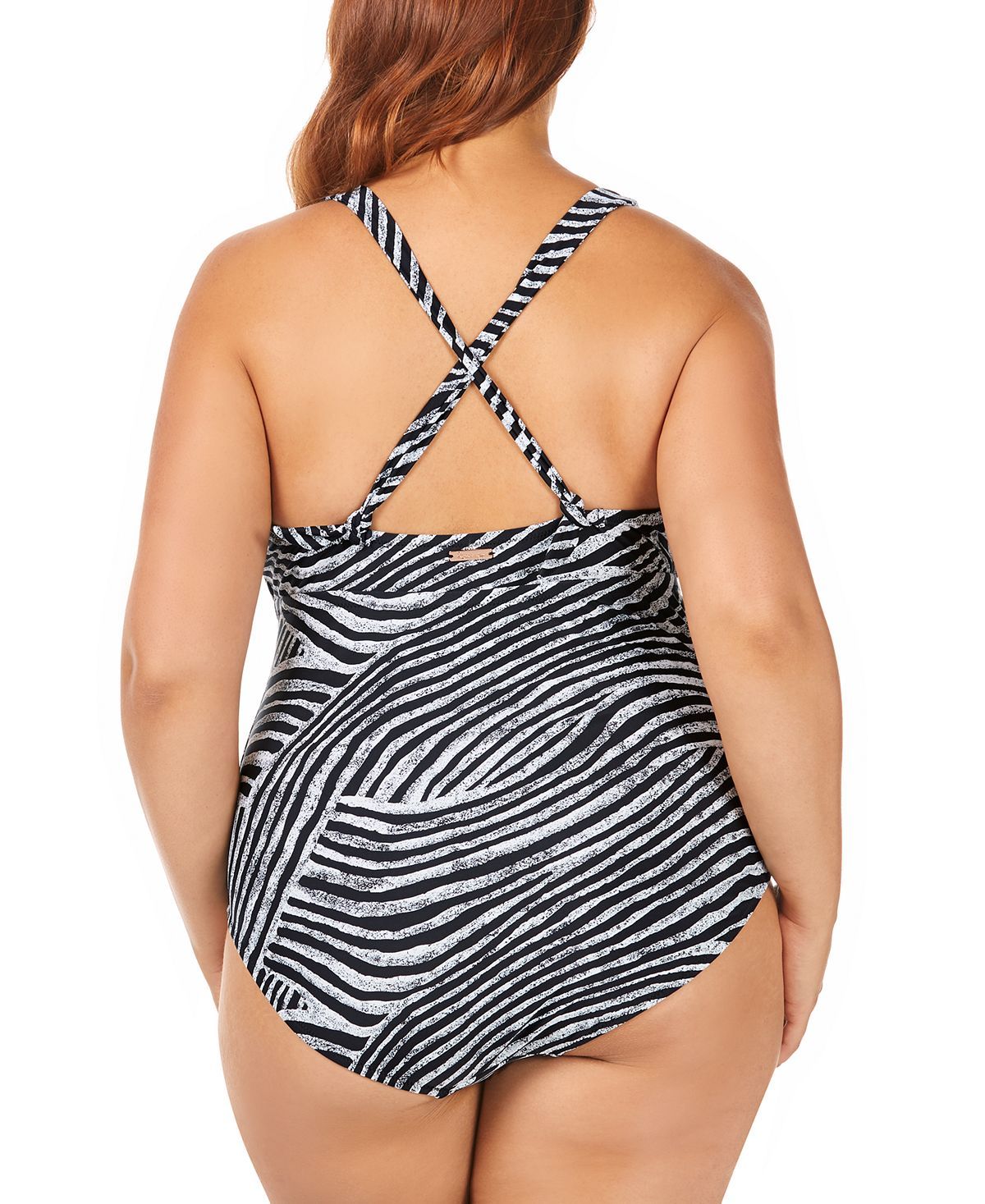 Raisins Curve Trendy Plus Mombasa Printed Algiers Belted One-piece Swimsuit Zebra