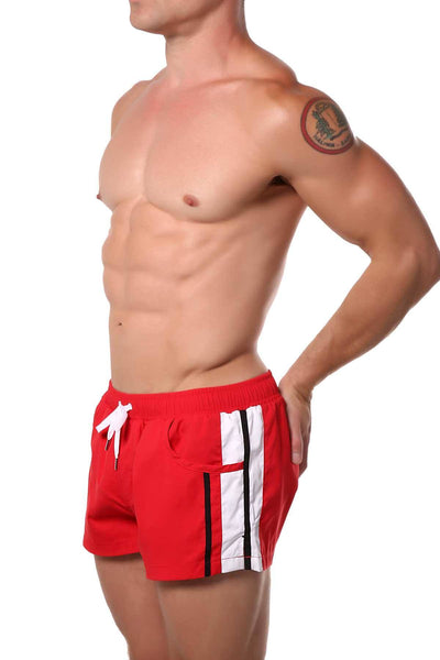 Red Striped Runner Short