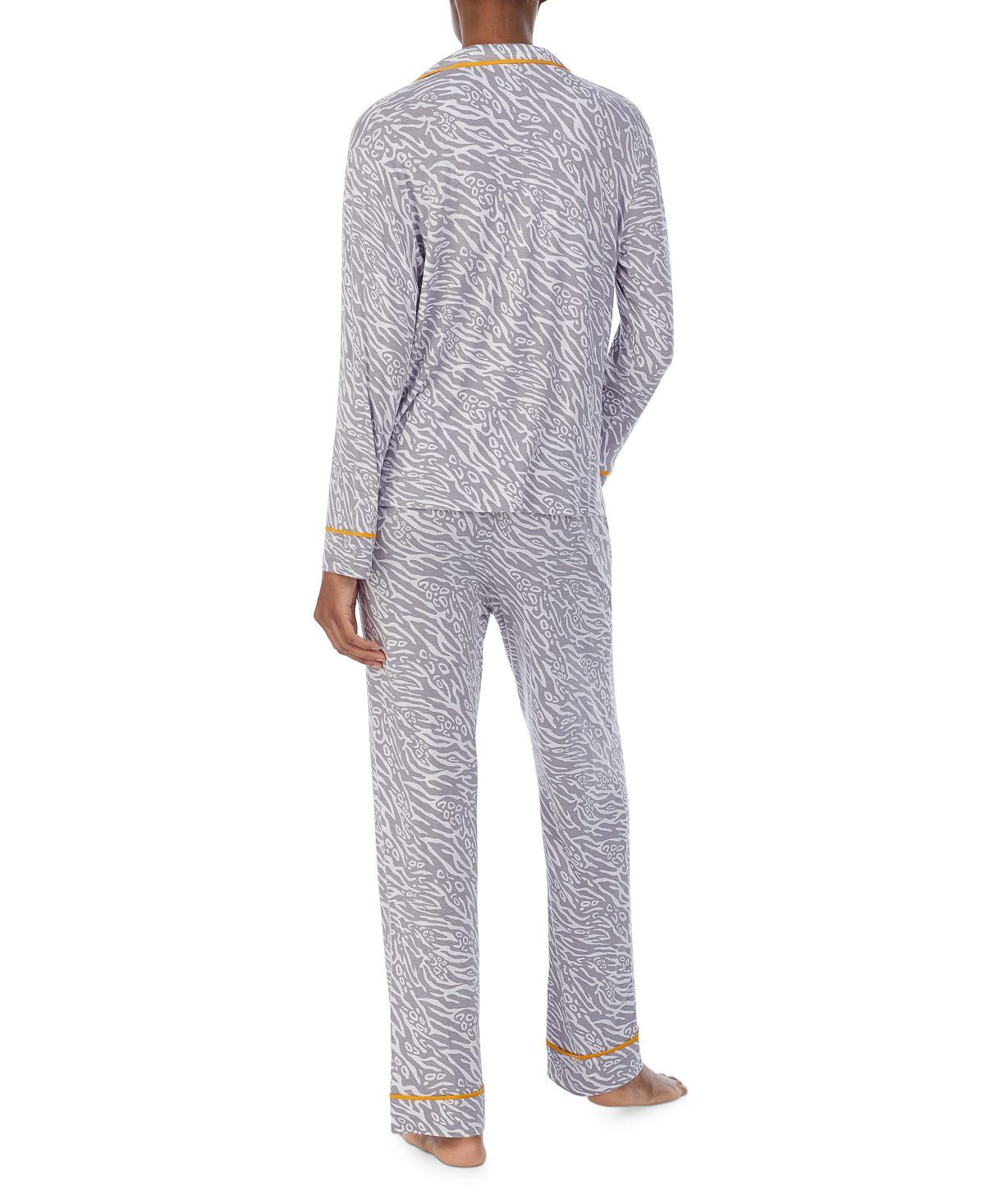 Refinery29 Printed Notch-collar Pajama Set Grey Print