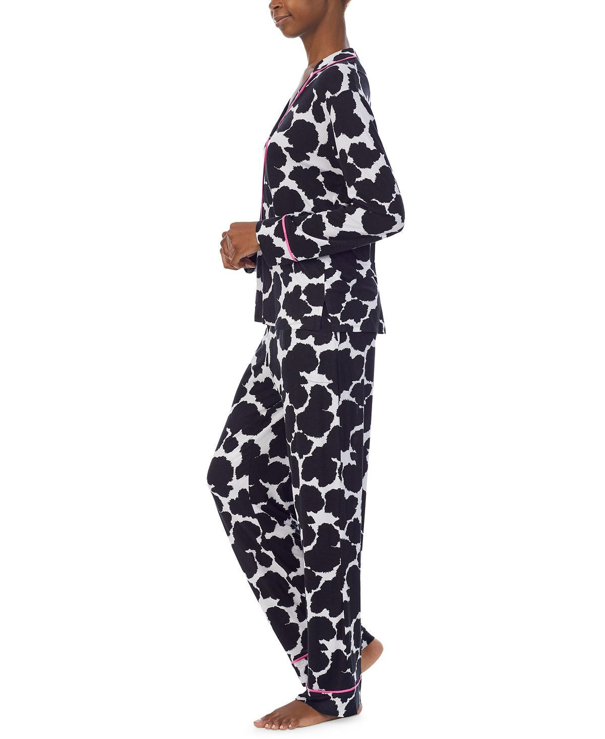 Refinery29 Printed Notch-collar Pajama Set White Print