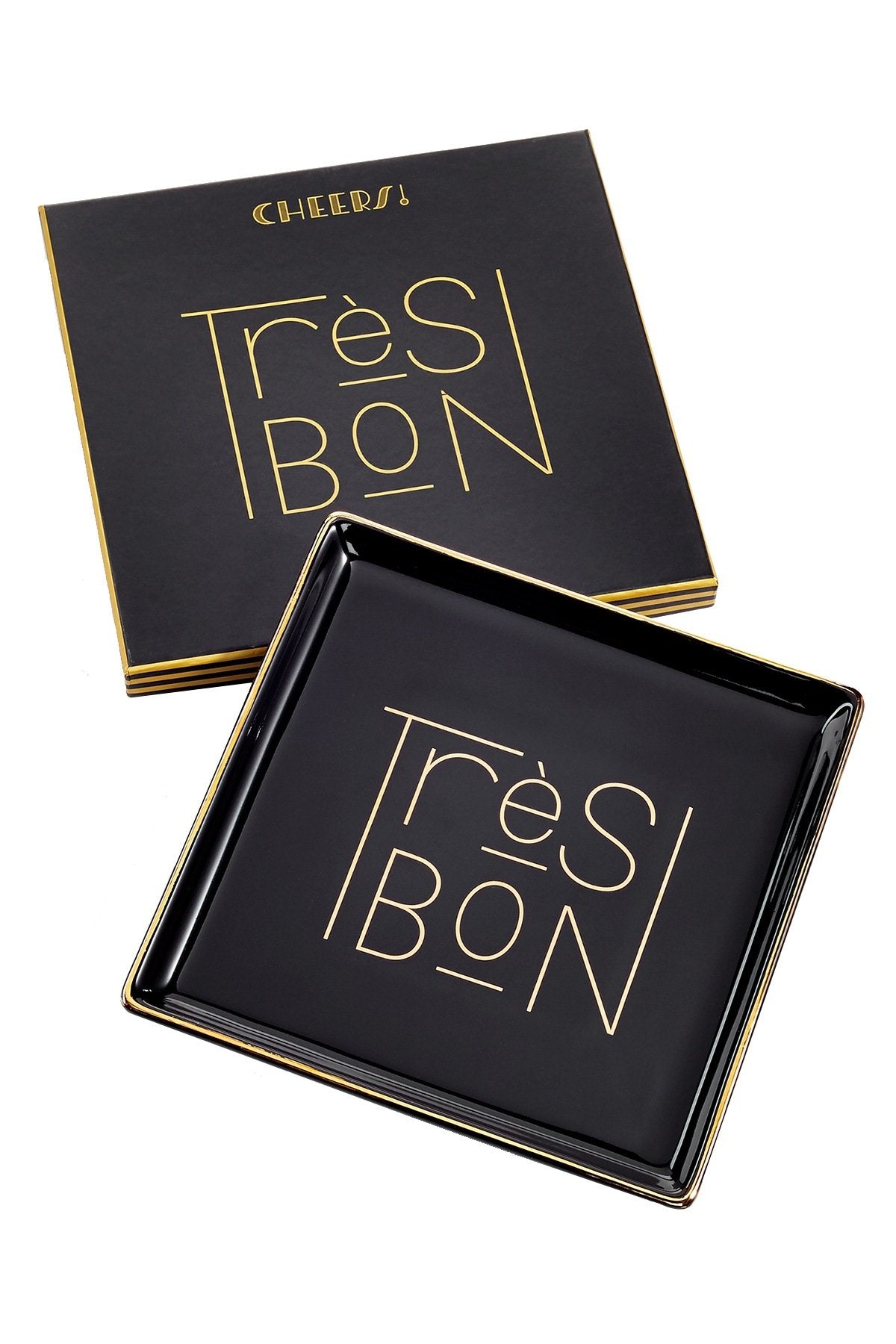 Rosanna Black/Gold 'Très Bon' Porcelain Tray